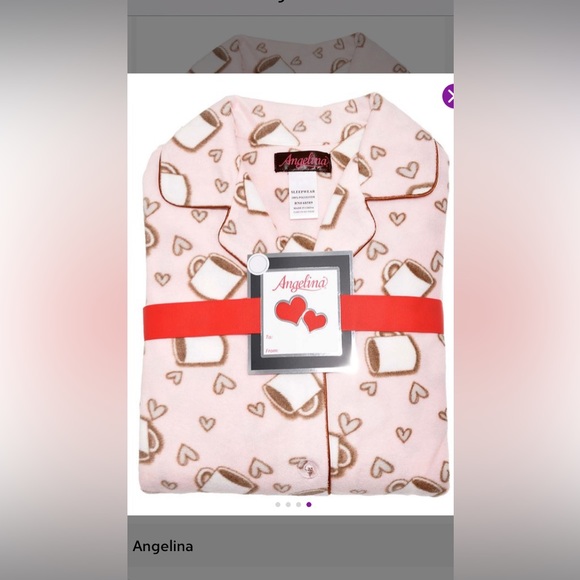 Pink & Brown Button-Up Fleece Pajama Set - Picture 4 of 13